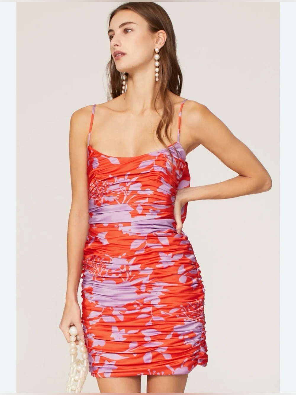 Anthro HUTCH Reggy Size 6 Bodycon Date Night Party Lavender Orange Ruched Dress